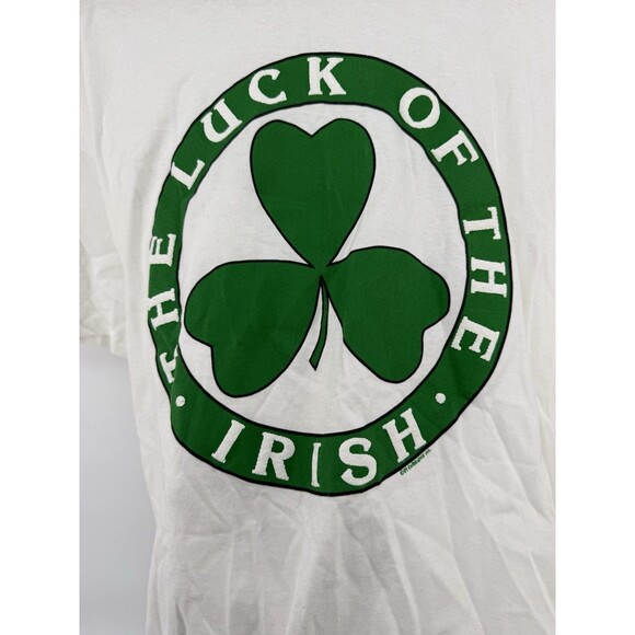 Vintage 1989 Irish Shamrock Shirt  Xtra Large XL White Single Stitch Read - Picture 6 of 16